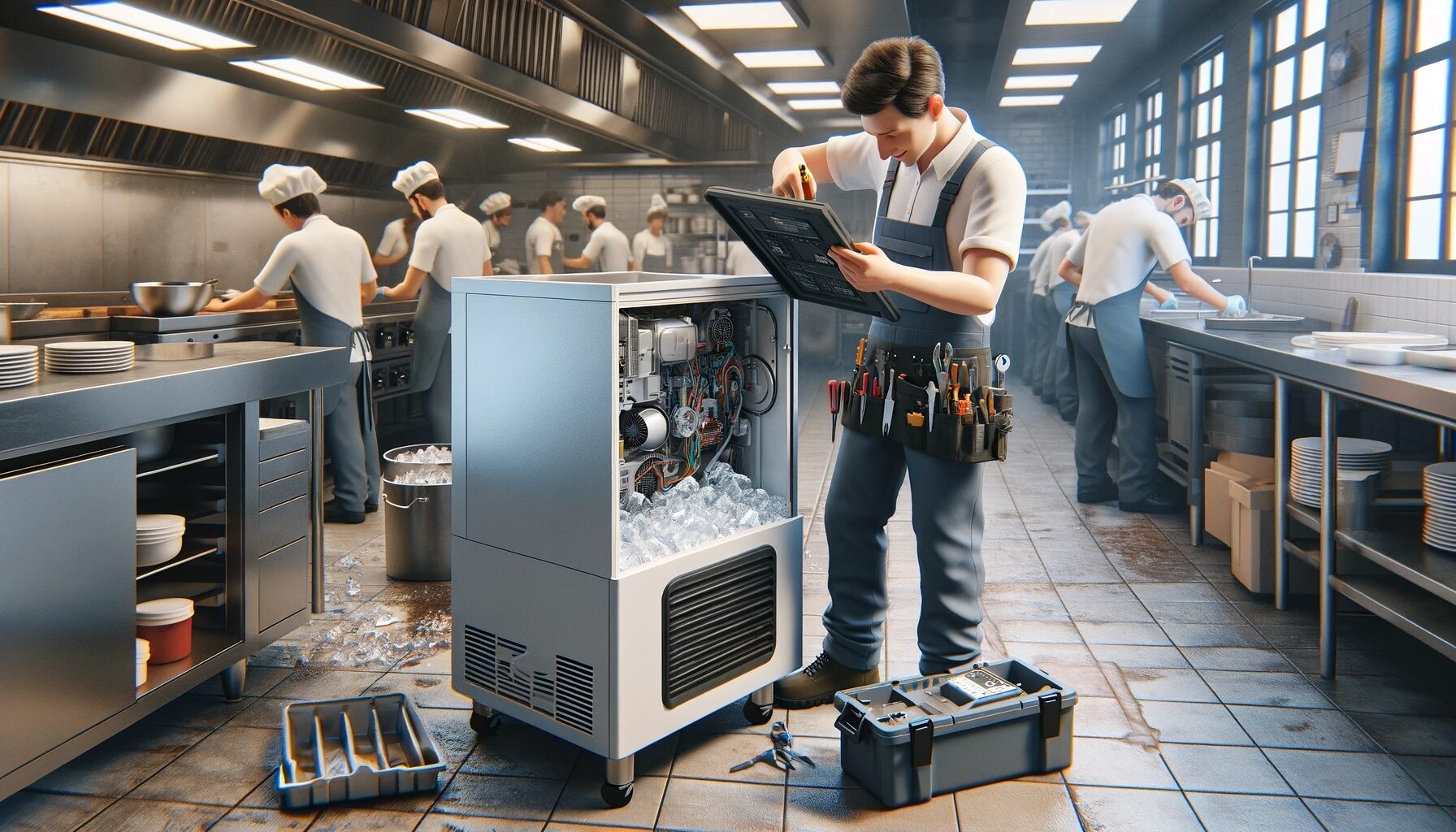 tech repairing ice machine