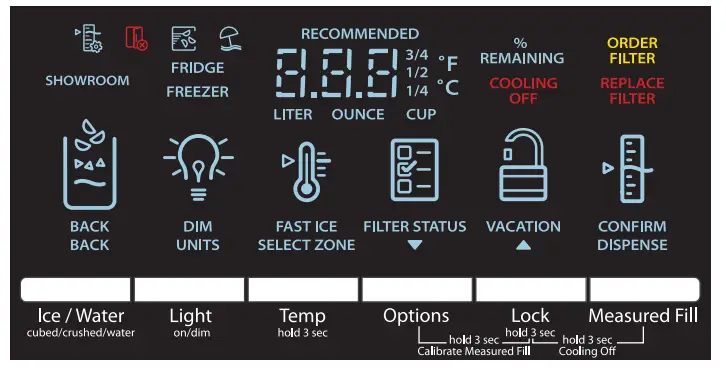 whirlpool refrigerator error codes panel