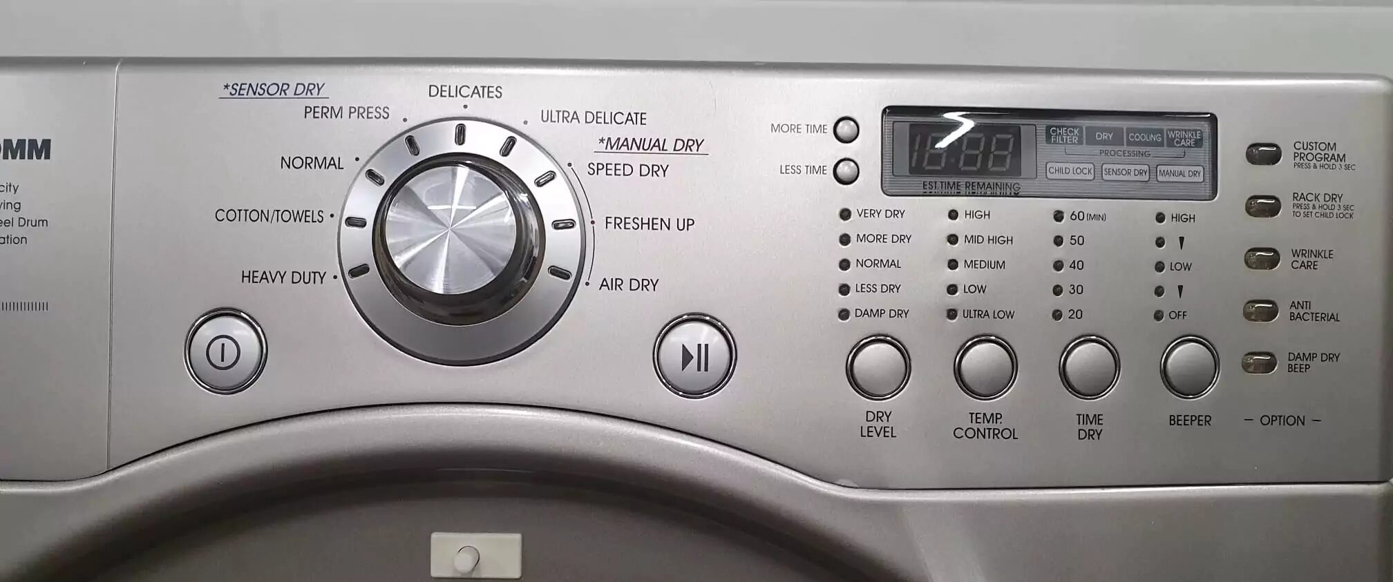 lg dryer display