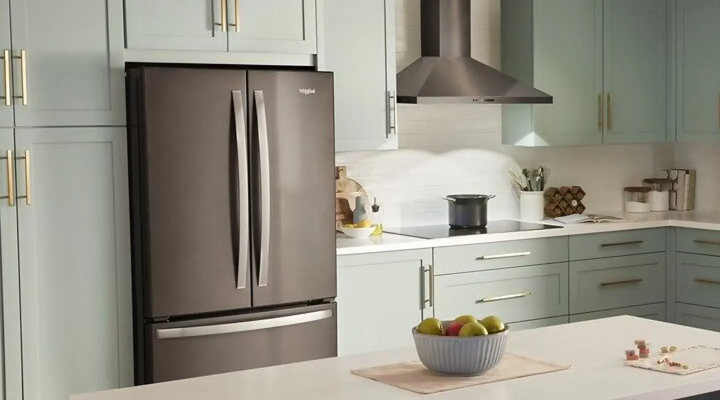rerigerator in kitchen gray