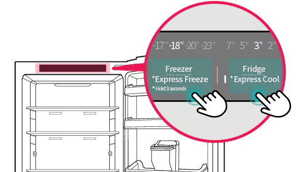 lg freezer temperature panel