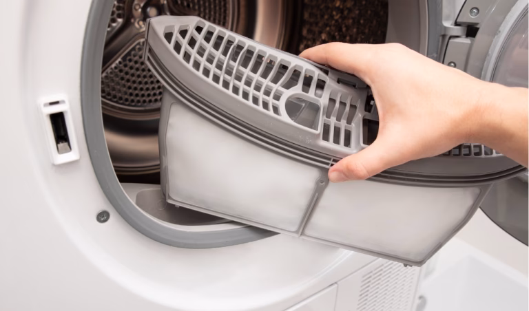 cleaning lint on dryer